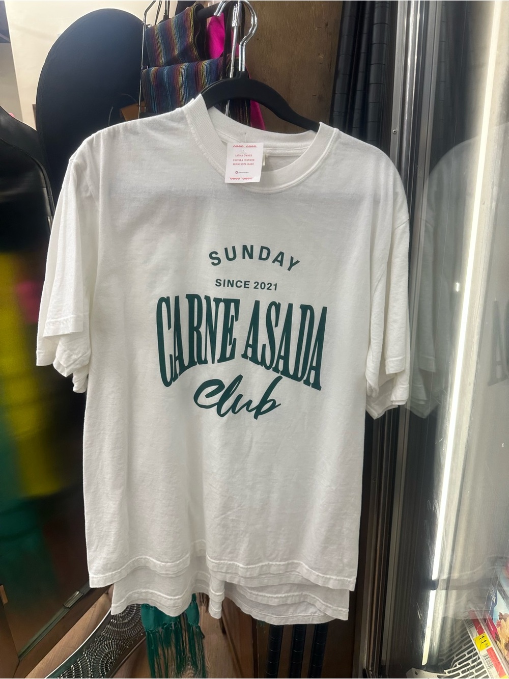 Comfort Colors White Crewneck Tee with Green "Carne Asada Club" Graphic